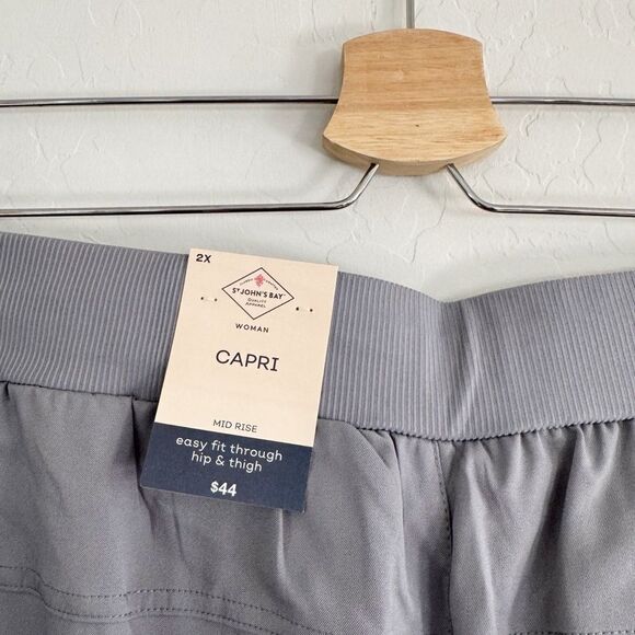 NWT St Johns Bay mid rise Capri in Colonial Pewter Drawstring waist Size XXL - Picture 5 of 7
